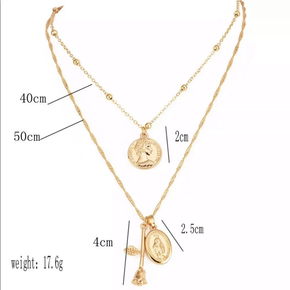 Double Layered Coin, Virgin Mary and  Rose Pendant - Picture 5 of 6